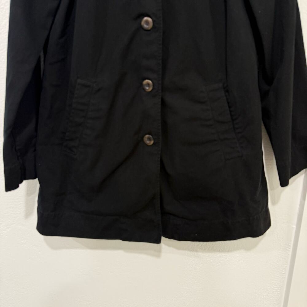 Eileen Fisher Organic Cotton Black Shacket Button-Down Layering Piece Medium - Picture 3 of 5